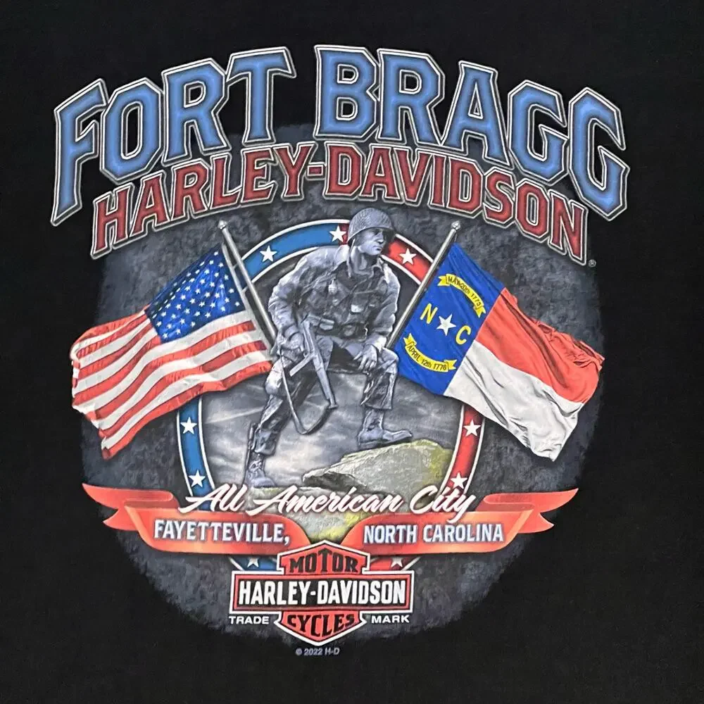 Fort Bragg Harley-Davidson Fayetteville, NC Short Sleeve Black Tee Shirt 4X NWT - Picture 1 of 7